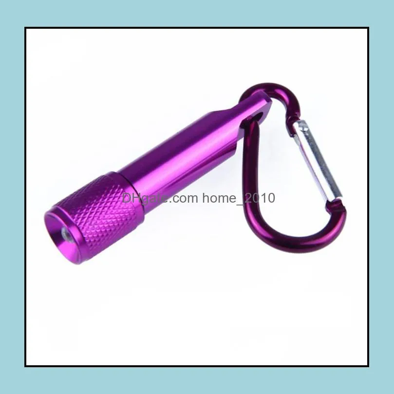 party favor mini led flashlight aluminum alloy torch flashlights with carabiner ring keyrings key chain gifts 5 color yhm44zwl