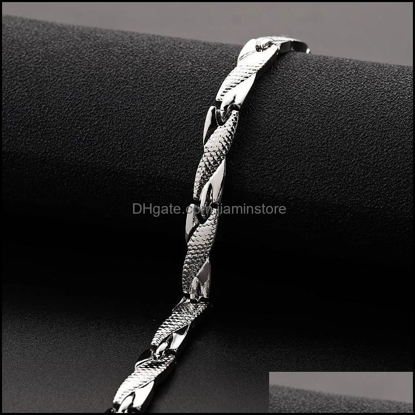 mens titanium steel gold bracelet dragon 7mm wide exquisite bracelets wholesale 3666 q2