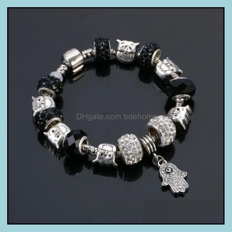 crystal charm bracelets with bangles love diy silver glass beads bracelet bdehome