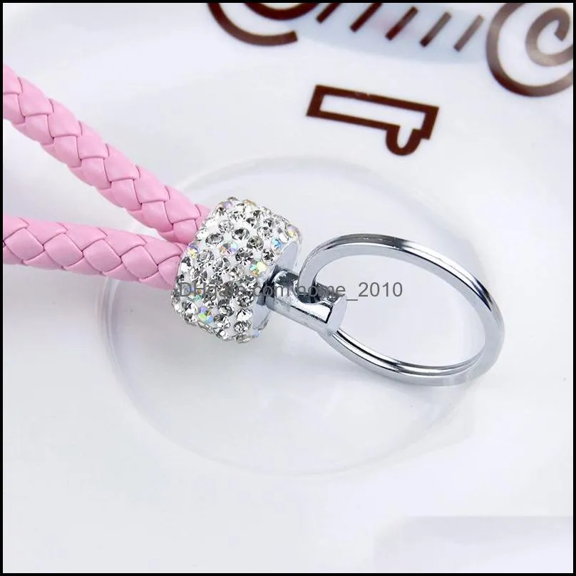 double loop rhinestone crystal keychain party creative key chains purse messenger bag backpack pendant 29 colors wq413wll