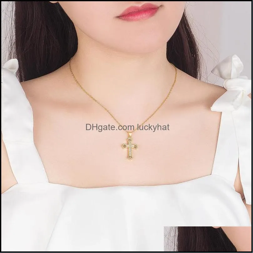 cross jesus necklaces gold sliver diamond inlay pendant necklace for men and women jewelry accessories fashion 7 6jh q2