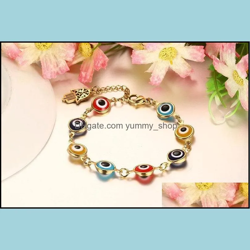 valentines day hamsa palm bangle bracelets for women 8mm big hole glass beads stainless steel bracelet adjustable charm wedding