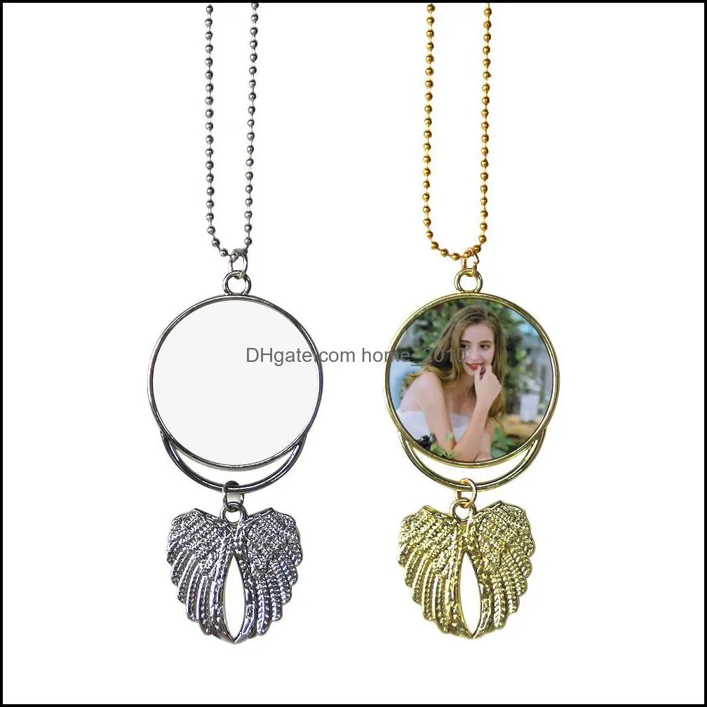 sublimation necklace blanks pendant angel wing necklaces decoration hanging charm ornaments jewelry accessories yyfa217
