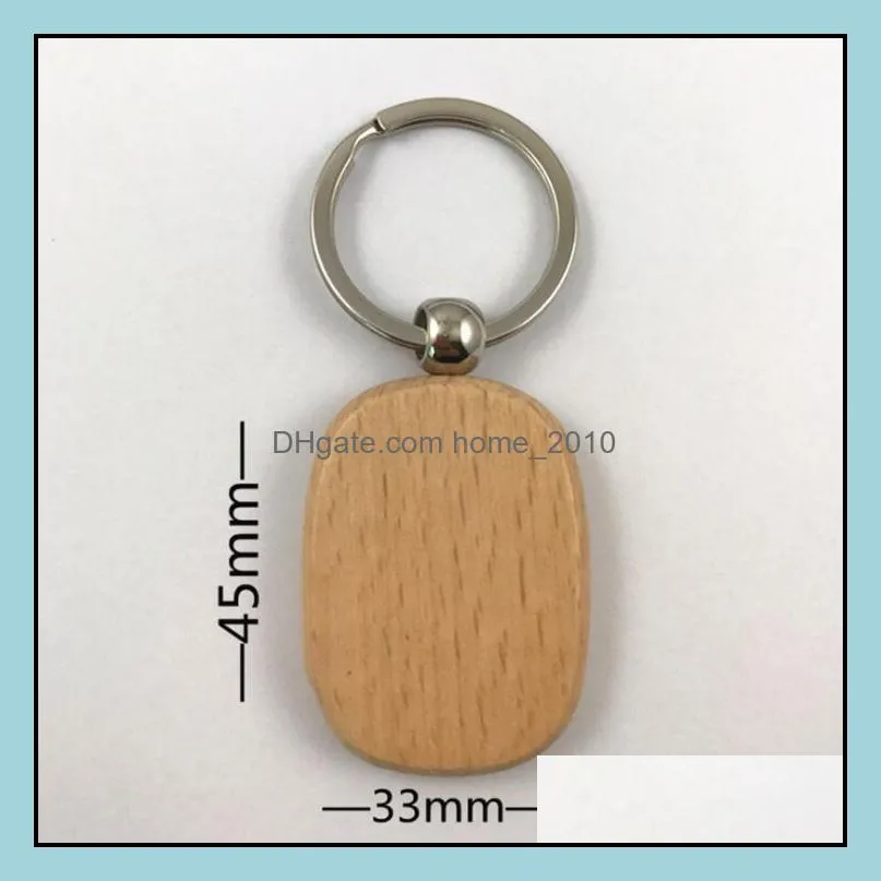 personalized engraved keychain customize party cute blank wooden keychains carving diy rectangle square round heart shape lxl934