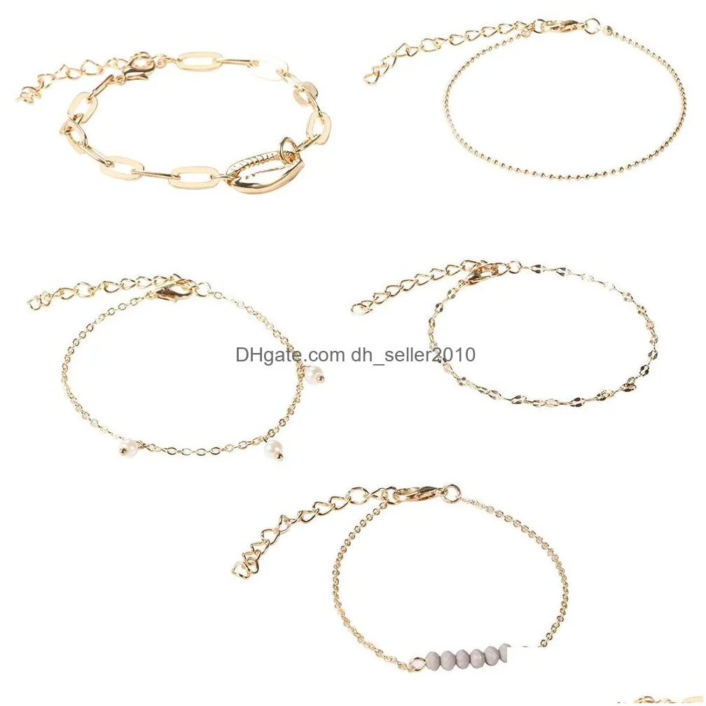 europe fashion jewelry bracelet set shell beads chain bracelet 5pcs/set