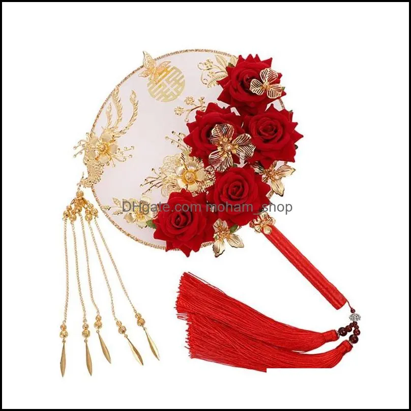 other home decor chinese wedding decorative fans tradition ancient bride handheld bouquet round fan pography ornaments