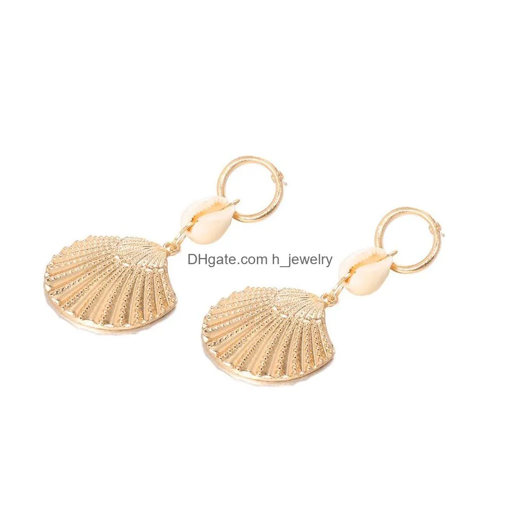 europe fashion jewelry womens shell earring scallop dangle stud earrings