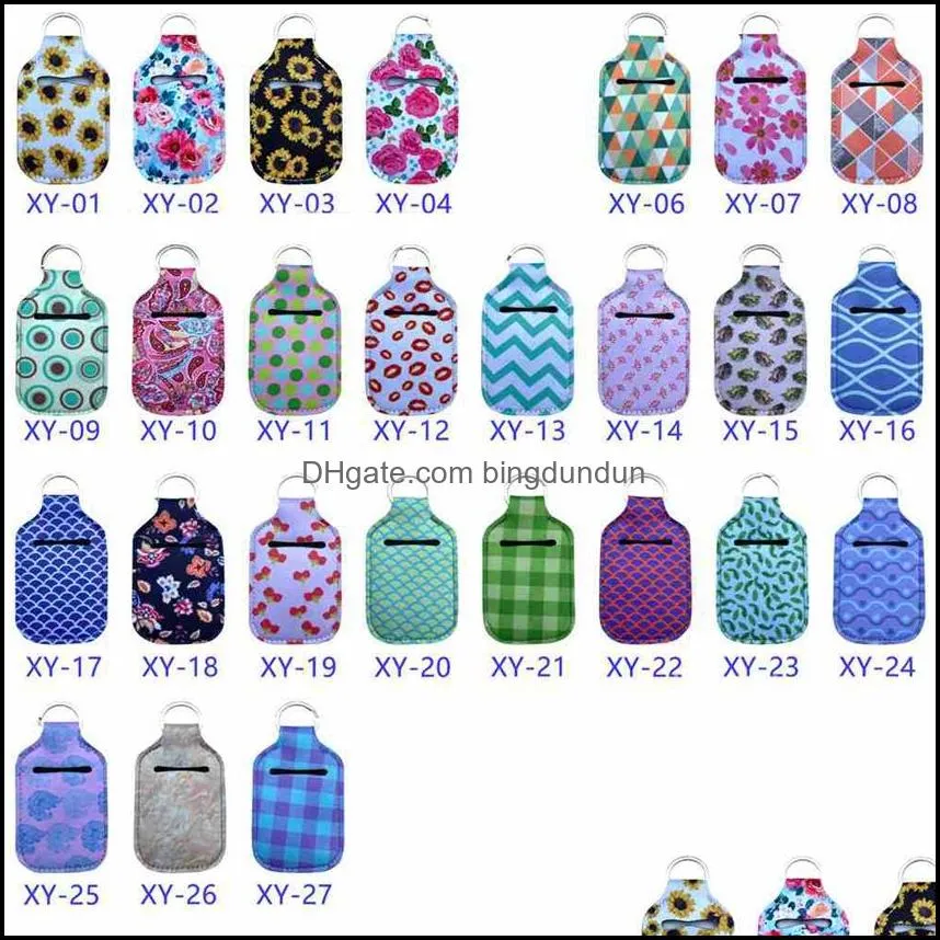 98 styles neoprene hand sanitizer bottle holder 30ml lipstick holders lip cover handbag keychain pouch chapstick holder party favor