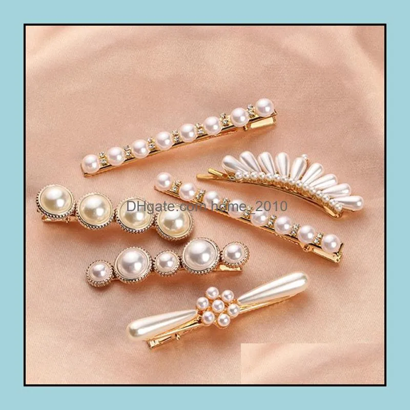 party favor cr jewelry pearls hairpin set stylish acetate plate hair clips mix different bb clip sweet fashion designer women zwl218