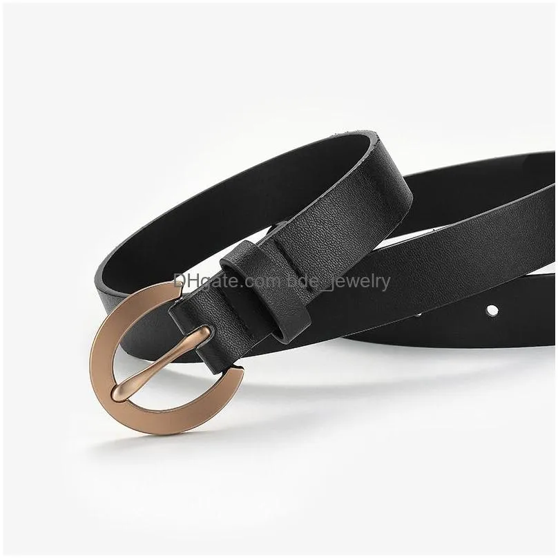 womens pu leather belt metal needle buckle simple jeans dress decorated belts