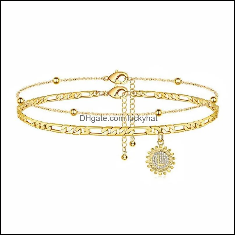 14k gold plated anklets ankle bracelets for women dainty layered chain initial anklet summer jewelry gifts 46 e3