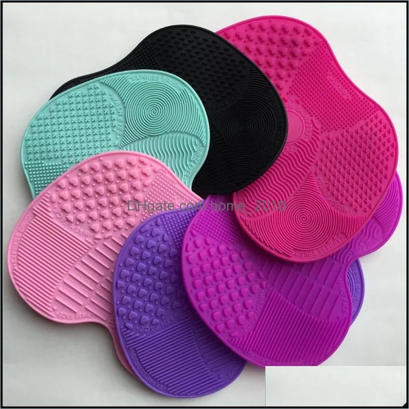 makeup brush cleaner pad silicone makeup brush scrubber board washing brush gel mats cosmetic cleaner tool party favor 6 colors