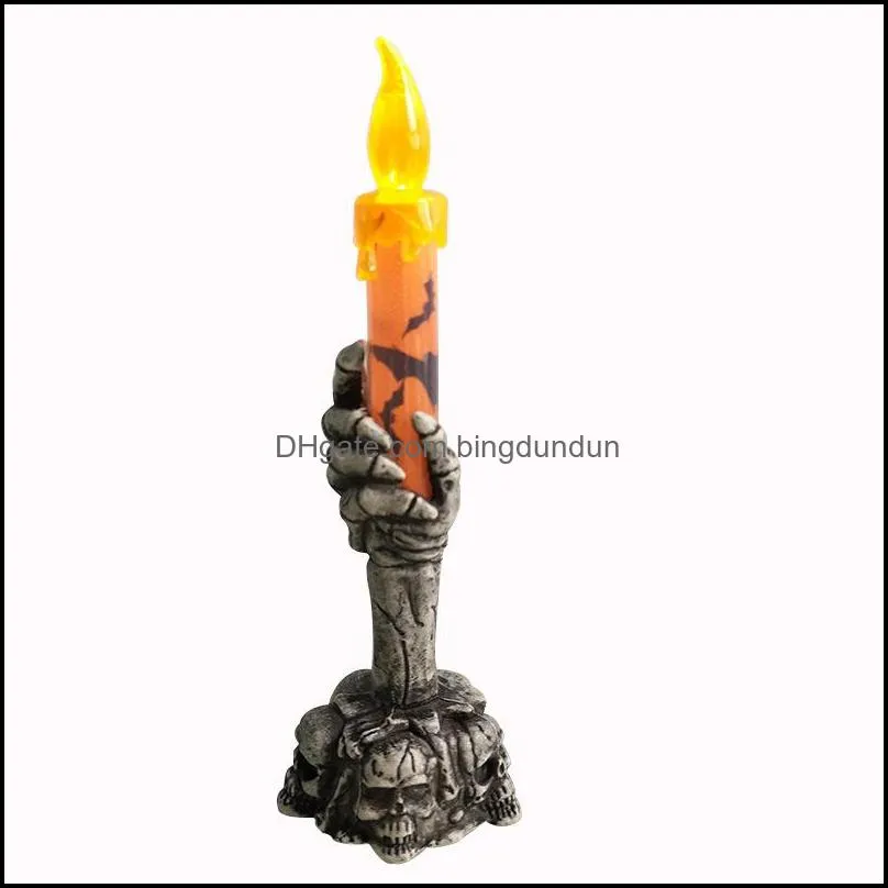 halloween decoration horror skeleton handheld led electric candle light skeletons flameless candle lamp bar home party decoration dbc