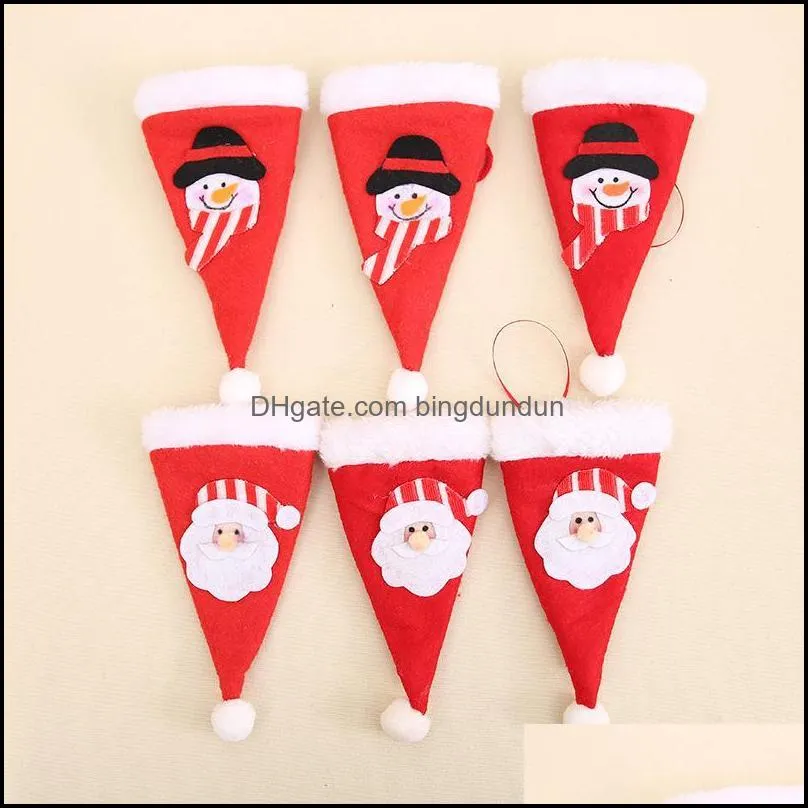 christmas santa hats silverware holders cutlery fork spoon knife storage bag xmas party kitchen dinner tableware decor paa10036