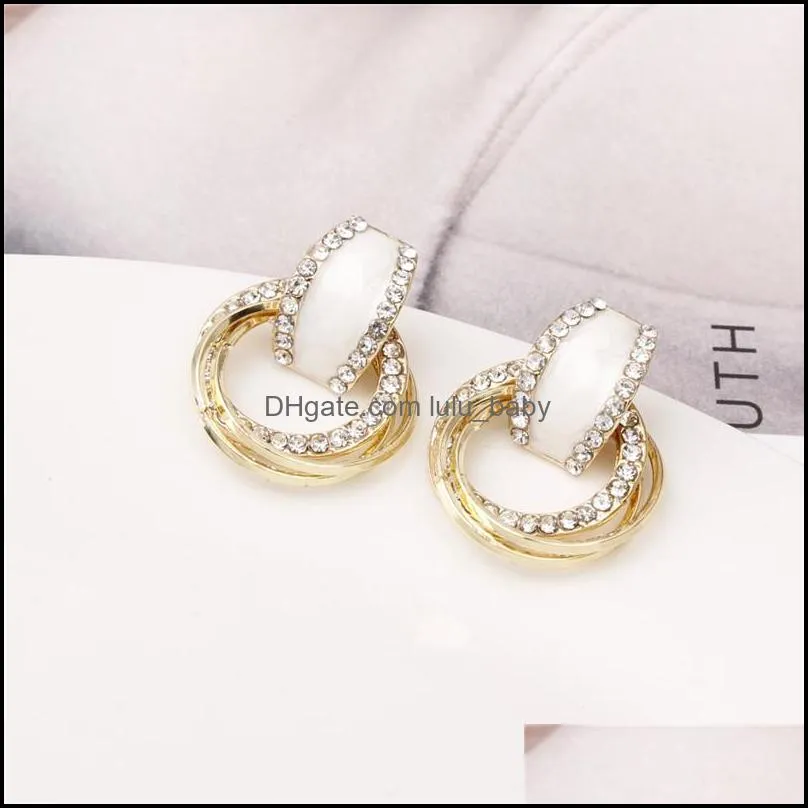 shiny crystal hoop earrings for women 3 layer crystal circle earring 2019 design jewelry highgrade gold and silver wedding party