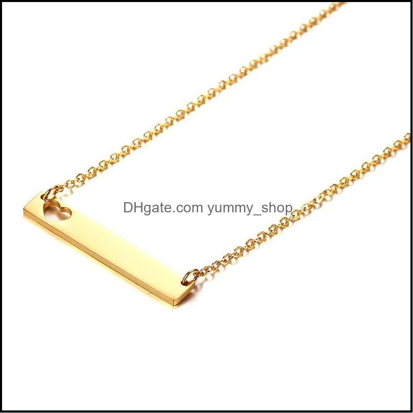 love heart necklace est fashion gold solid blank bar pendant necklaces stainless steel for buyer own engraving jewelry diy