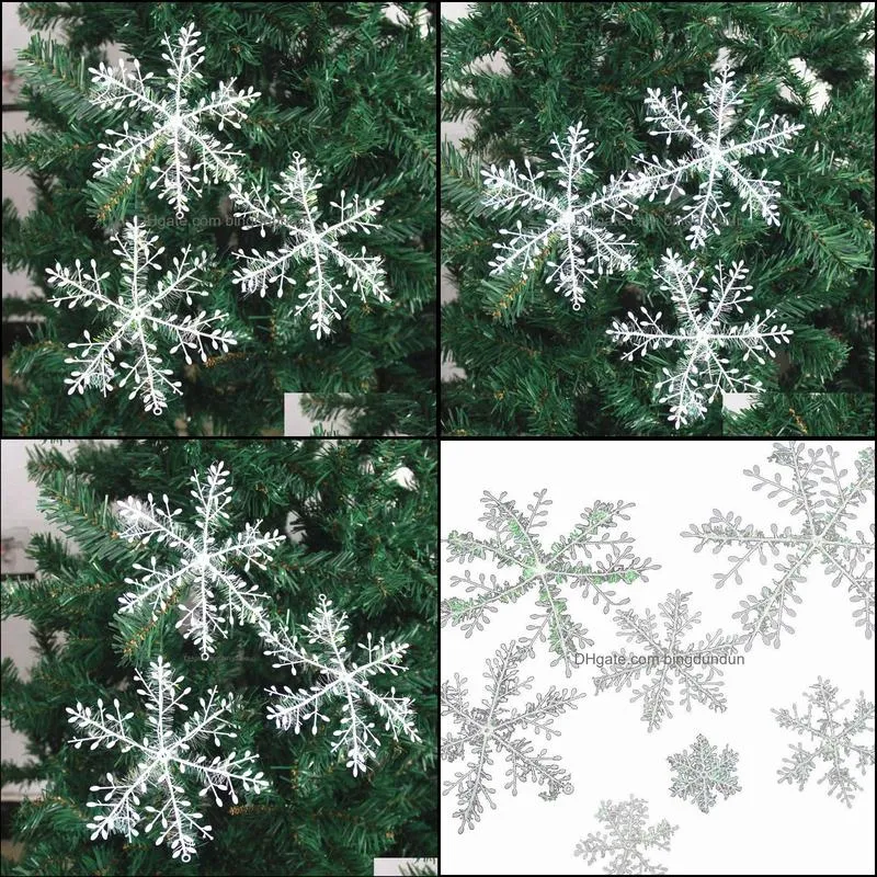 new snowflake christmas decoration snowflake christmas tree pendant plastic silk snow flakes xmas festive party supplies pae10532