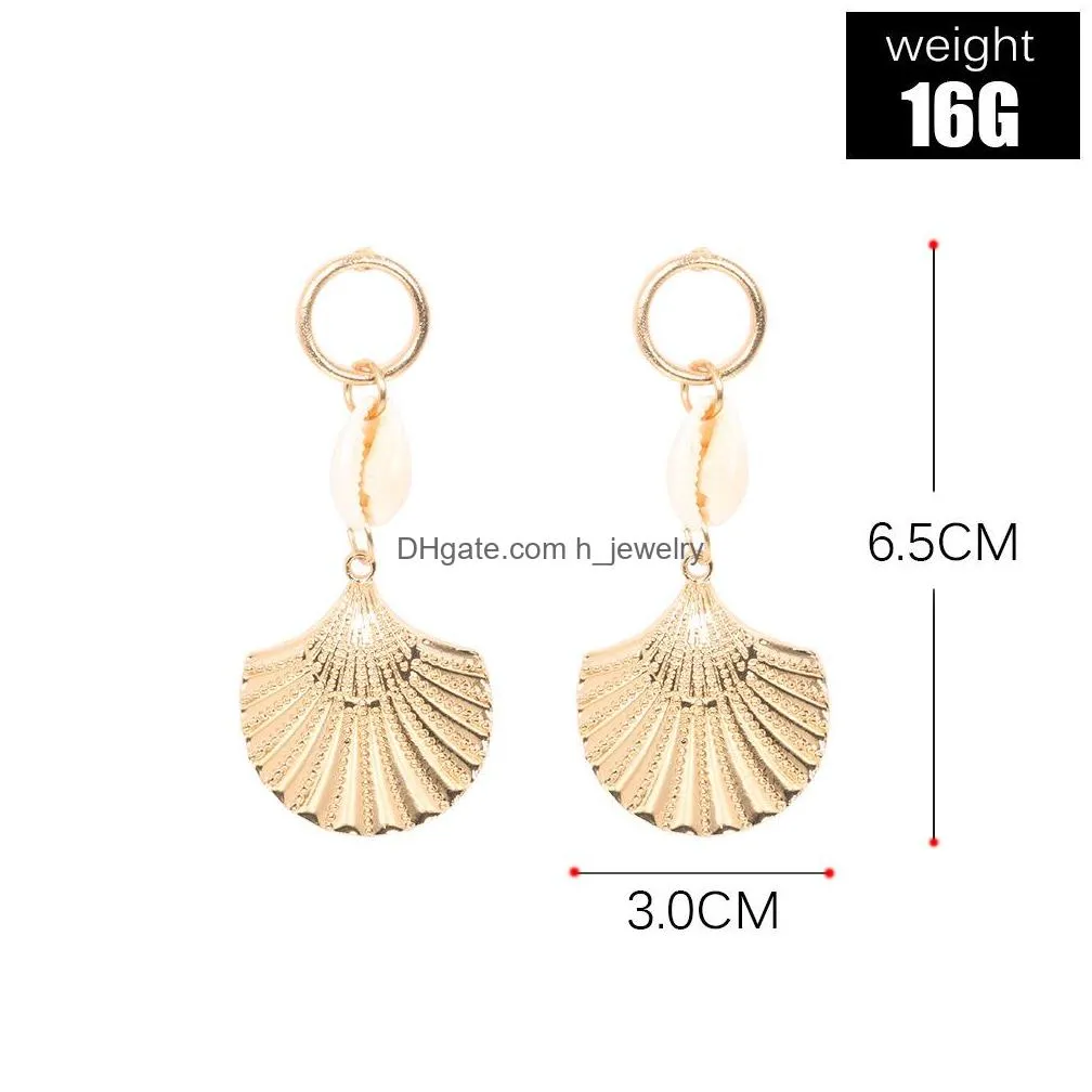 europe fashion jewelry womens shell earring scallop dangle stud earrings