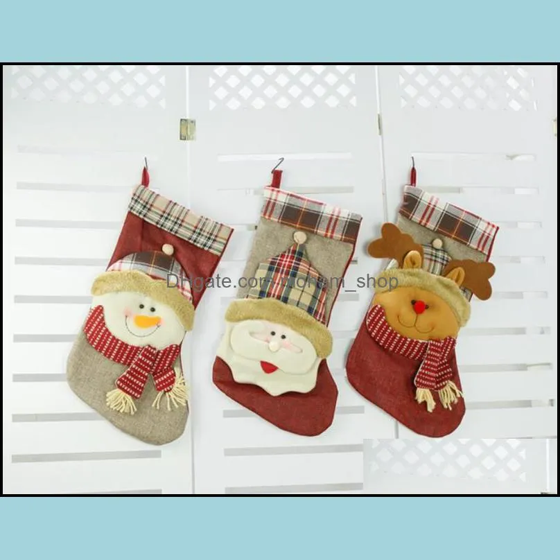 christmas stockings big size christmas hanging stocking santa snowman reindeer xmas character fireplace holders gift bag party