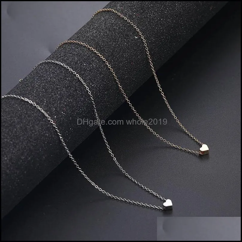  classic clavicle chain necklace small love heart pendant necklace for women girl gold silver necklace choker party wedding jewelry