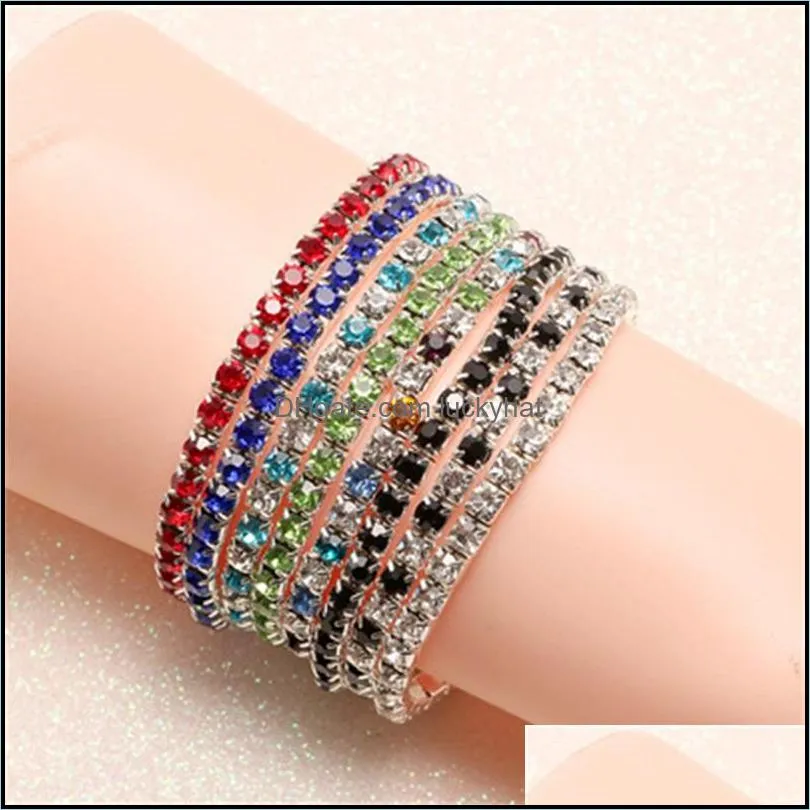 tennis fashion rhinestone stretch bracelet bangle bridal wristband wedding gifts crystal shining bangles 1247 q2