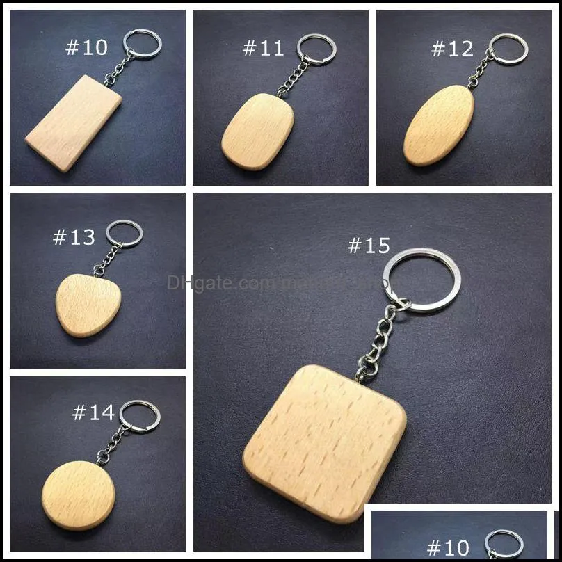 personalized diy blank wooden key chain rectangle heart round ellipse carving key ring wood keychain ring gifts craft tools