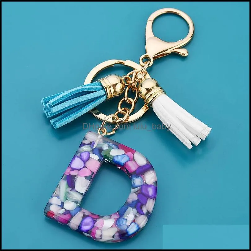letters az keychains with tassel pendant 26 alphabet key ring jewelry charm capital english keyring holder gifts p326fa