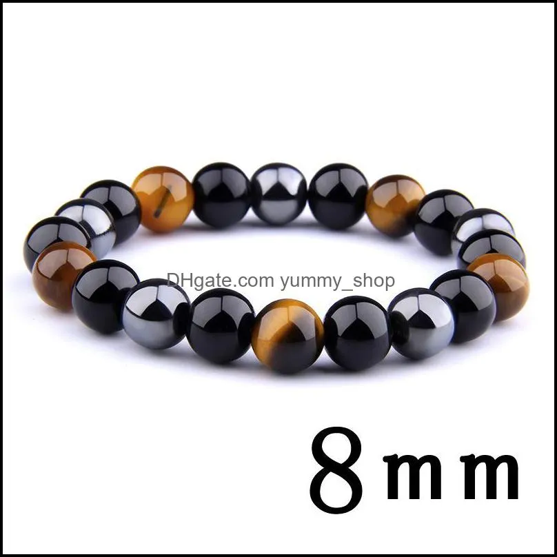 natural black onyx with natural stone hematite stone tiger eye beaded strand wrap buddha bracelets ampbangles jewelry accessori 97 l2