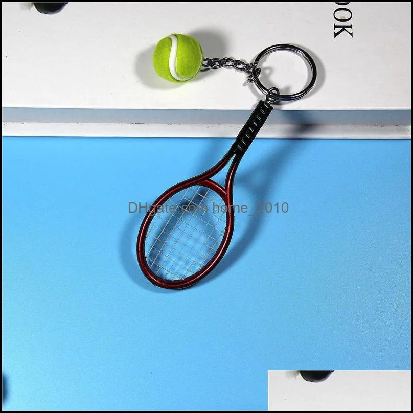 key ring exquisite tennis racket with ball keychain lightweight sport keychain funny cute keyring for children wq654