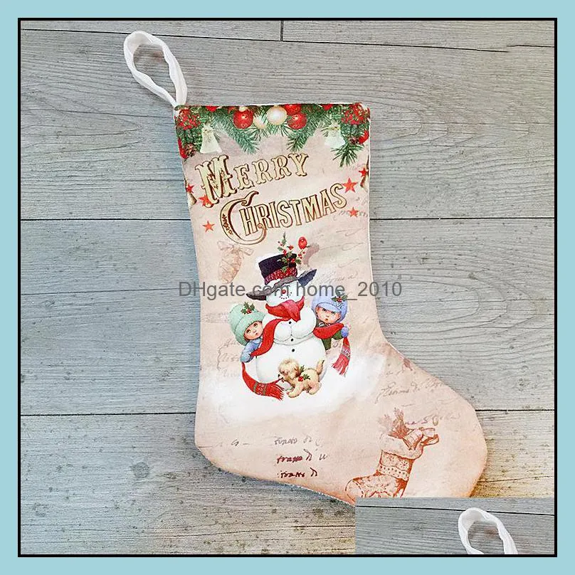 creative christmas stockings socks santa claus snowman elck christmas tree ornaments home party decoration children candy bags gifts