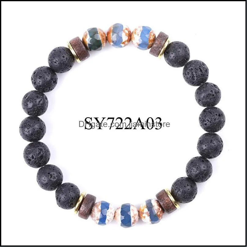 energy buddha vintage dzi stone bracelet handmade 8mm lava beads bracelets summer men women jewelry gift c3