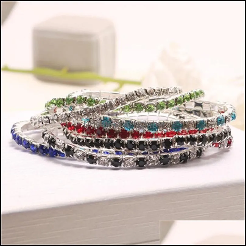 tennis fashion rhinestone stretch bracelet bangle bridal wristband wedding gifts crystal shining bangles 1247 q2