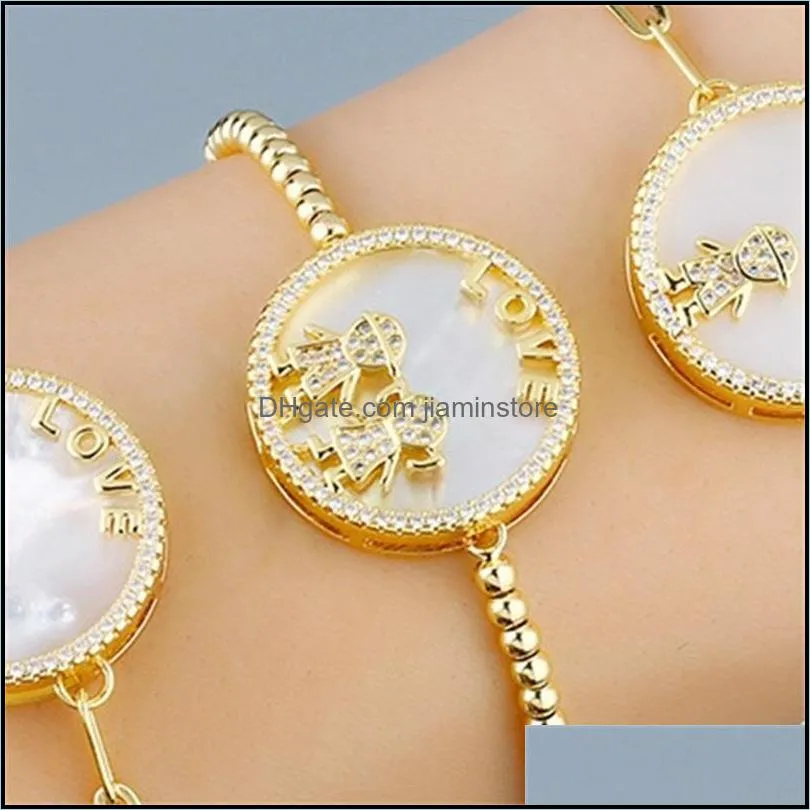 charming women bracelet yellow gold plated cz love boy and girl bracelet for girls women nice gift for friend 3730 q2