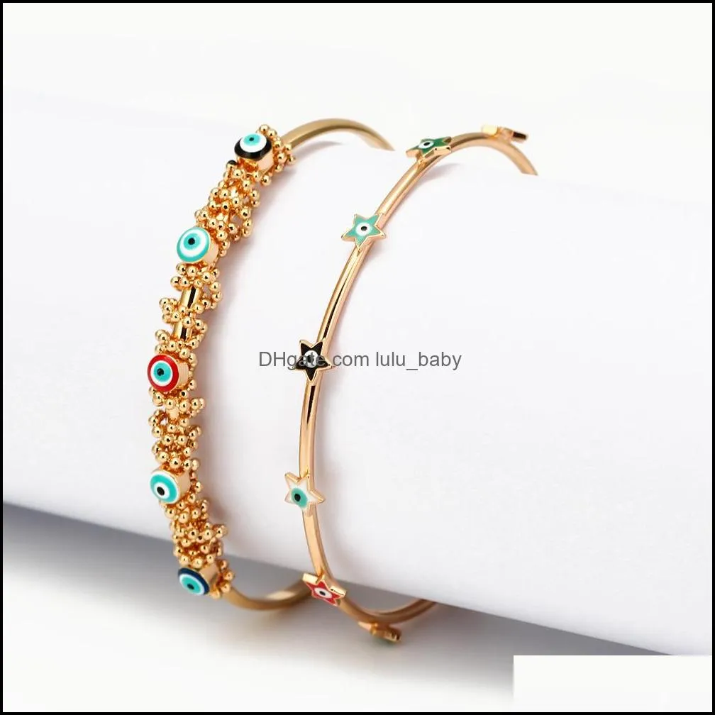 lucky dropping oil turkish evil blue eye bangle chain bracelet gold silver color bangles gifts for women men fashion jewelry