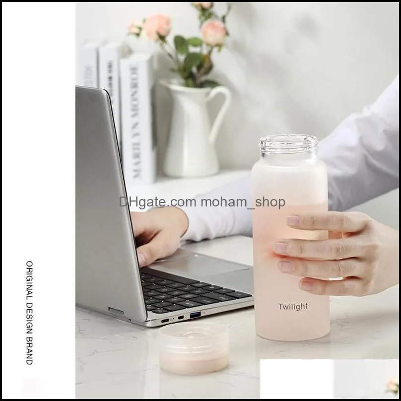 water bottles frosted matte clear glass bottle 420ml portable cute bpa waterbottle milk juice cup home office equipment gifts