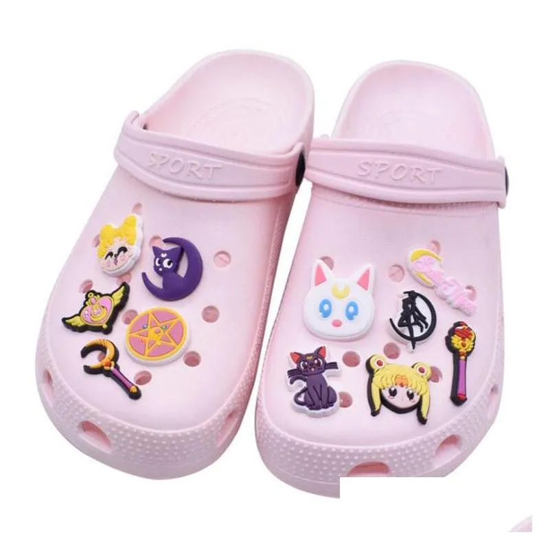 purple moon croc charms pvc anime clog charm diy decoration buckle cartoon shoe accessories gift