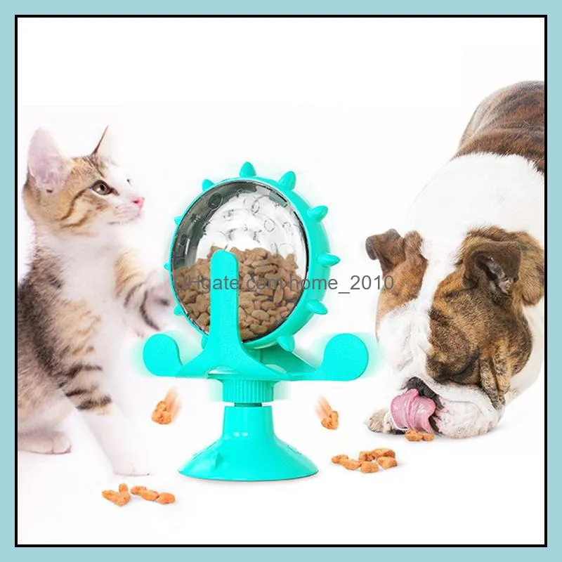 pet cat feeder toy kitten teasing turntable windmill leakage toys training ball 360 rotating feeding toypet accessories wll931