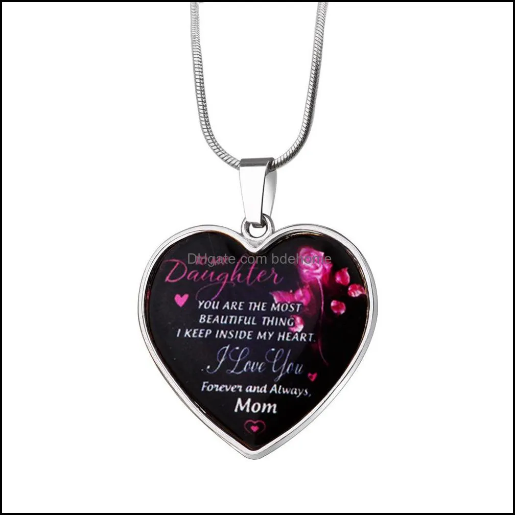 foreign trade stainless steel necklace daughter alloy pendant jewelry heart keychain can be customized bdehome