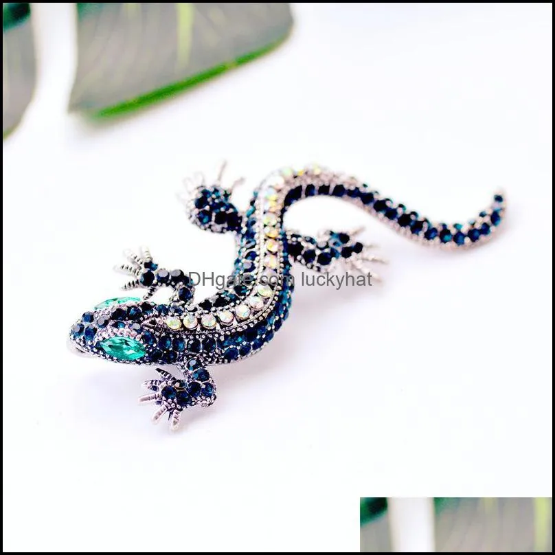 unique lizard rhinestone brooch pin women geckos party dorcus pin and brooch clothes jewelry vintage metal brosch 1020 t2