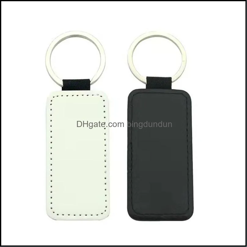 sublimation key chain blank pu leather keychain hot transfer printing key ring singlesided printed pendant diy strip 4 styles