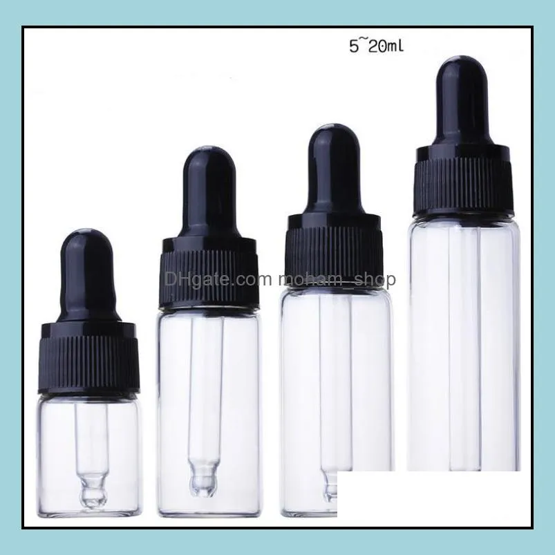 amber clear glass dropper bottle 5ml 10ml 15ml 20ml transparent pipette dropper vial sn4327