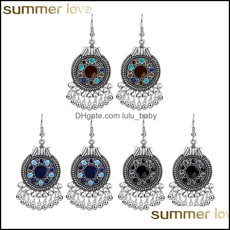  fashion bohemian vintage earrings 3 colors silver enamel ball tassel dangle earring jewelry design for elgant lady gift