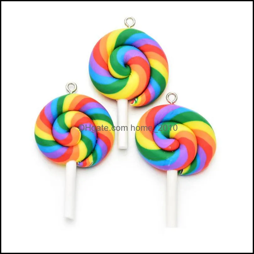 soft clay lollipop cabochons handmade diy material decoration lovely key ring chain fashion pendant gift party supplies gifts yfa2382