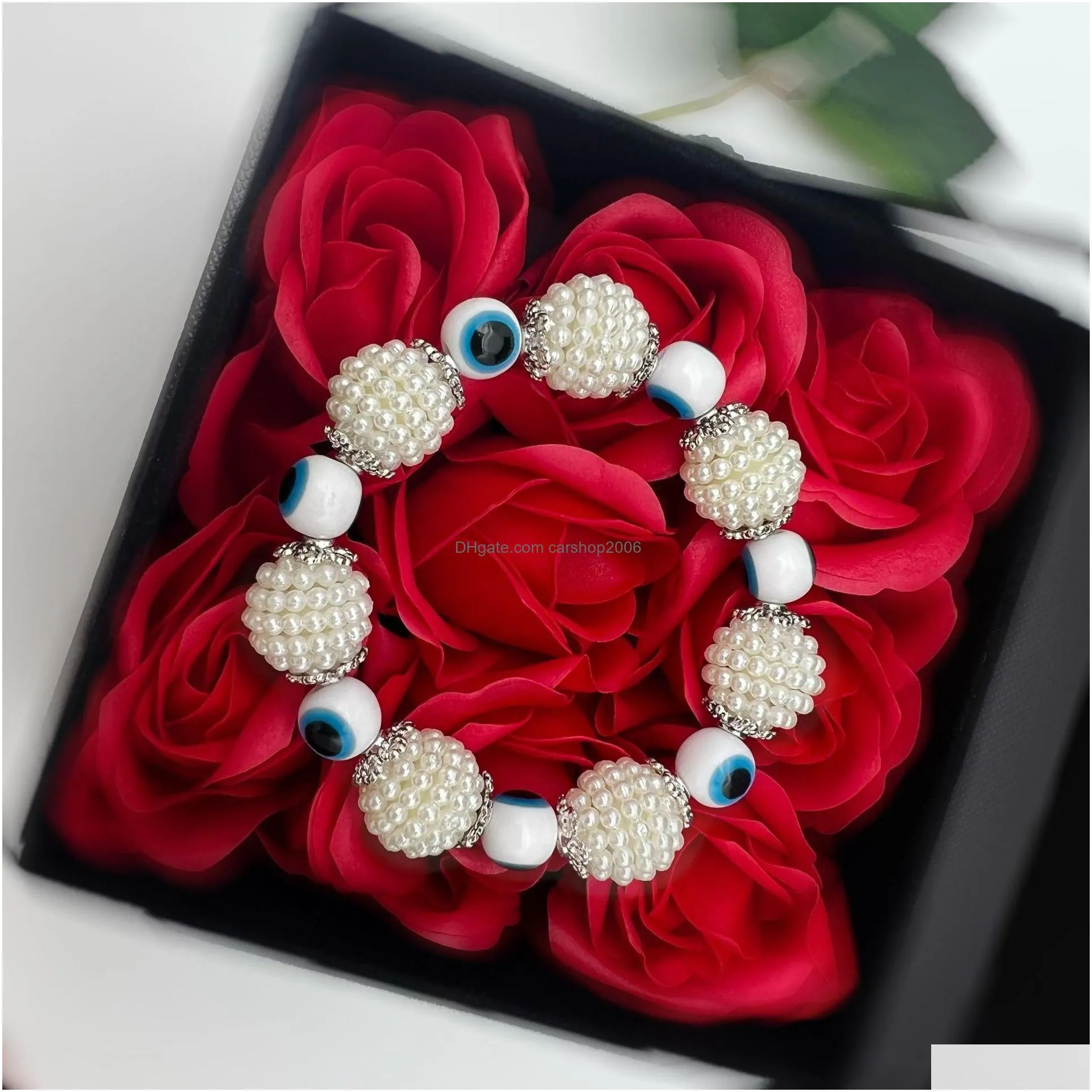 fashion jewelry evil eye beads bracelet elastic blue eyes plastic acrylic beaded bracelets