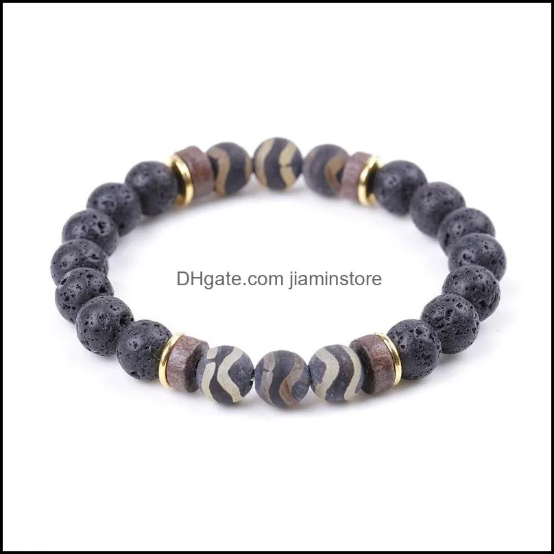 energy buddha vintage dzi stone bracelet handmade 8mm lava beads bracelets summer men women jewelry gift c3