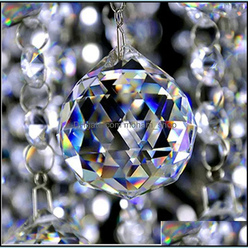 50mm crystal ball decorating clear glass crystal ball prism pendant clear faceted beads rainbow maker wedding home office decoration