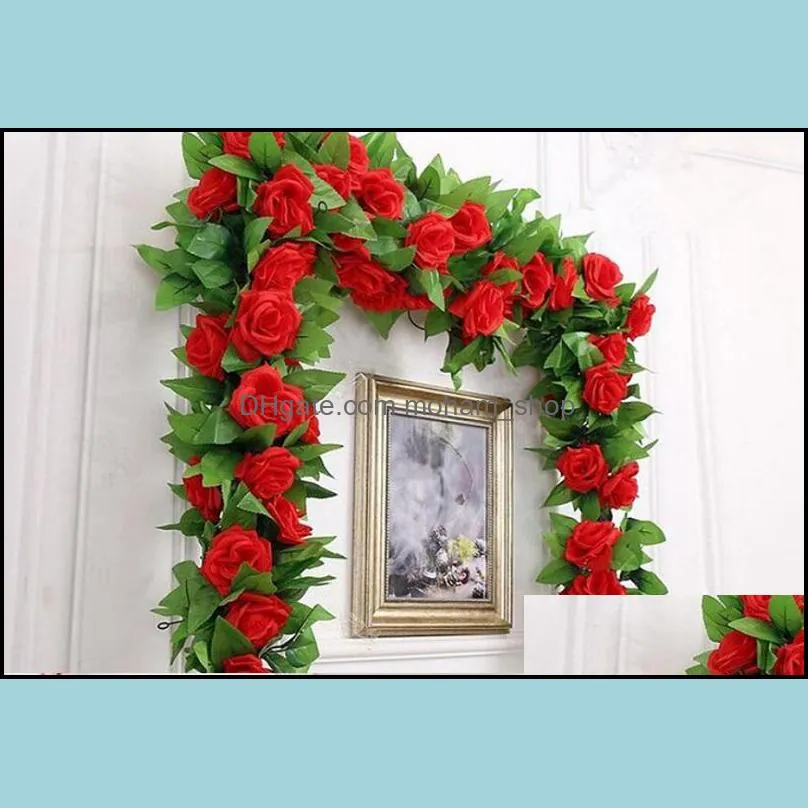 245cm 9 pieces fake rose vine flowers plants artificial hanging garland flowers home wedding party garden craft art decor decorative