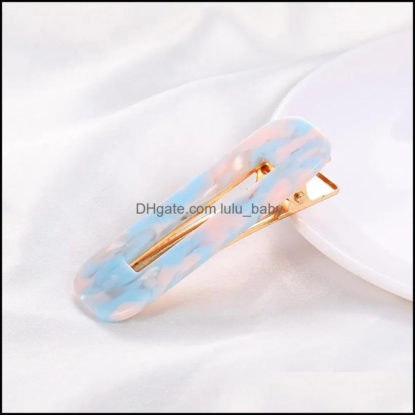 cute style acetate sheet hair clip marble grain teardrop hairpin iron gold barrette accessories for women girls fashion jwerlyz