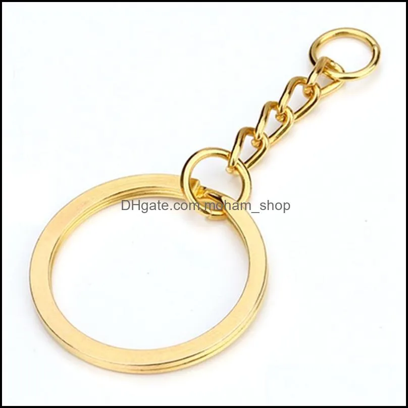 split key ring with chain keychain ring parts 28mm open jump ring and chain connector accessories for diy craft tools