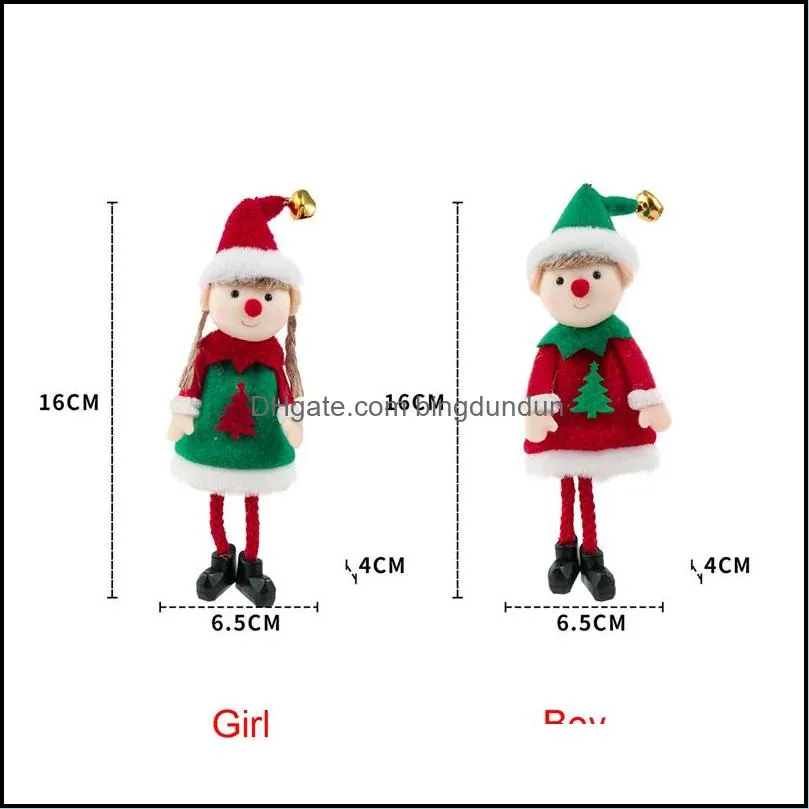 christmas decorations elves plush boy and girl pendant xmas elf dolls tree hanging ornaments kids gifts paa9952